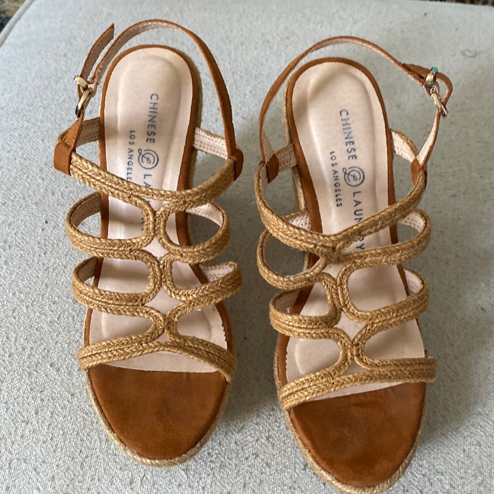 Chinese Tan wedges. Size 7.5